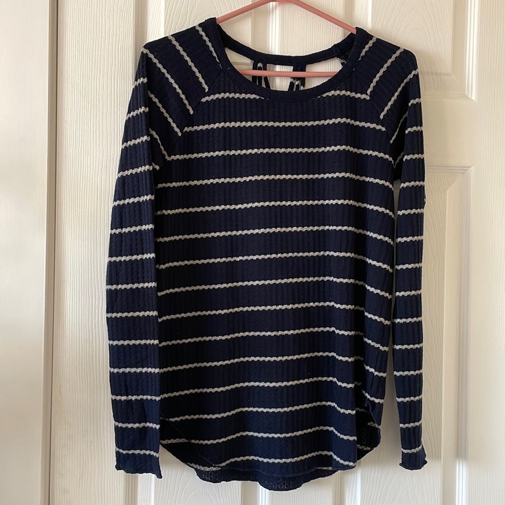 Chaser thermal strappy back long sleeve top striped minimalist